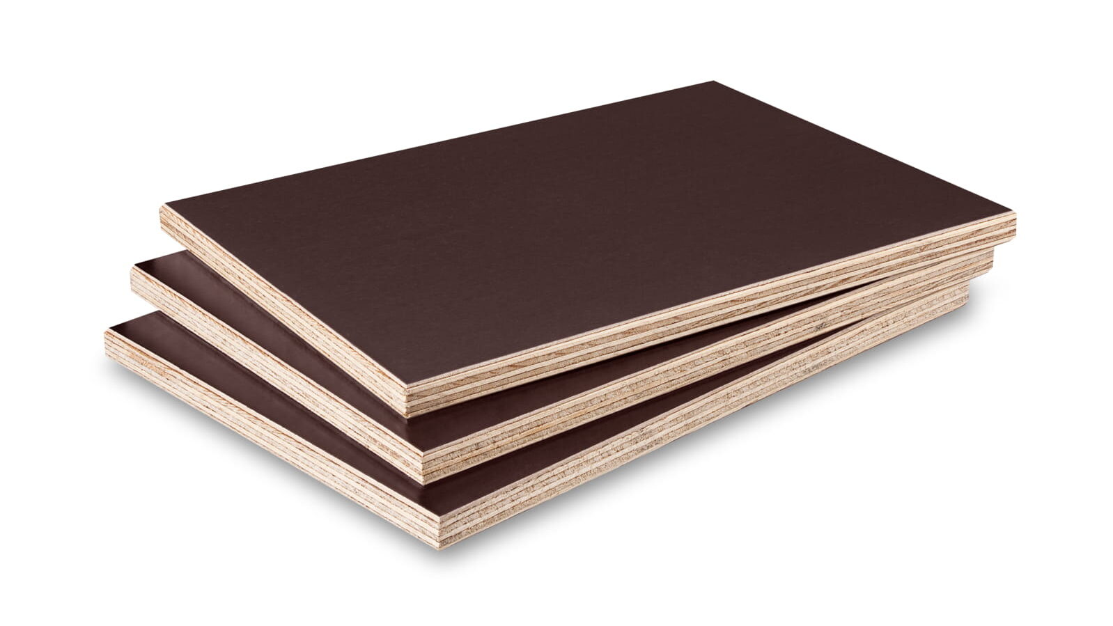 Warstwowa sklejka brązowa, stosowana w budownictwie.